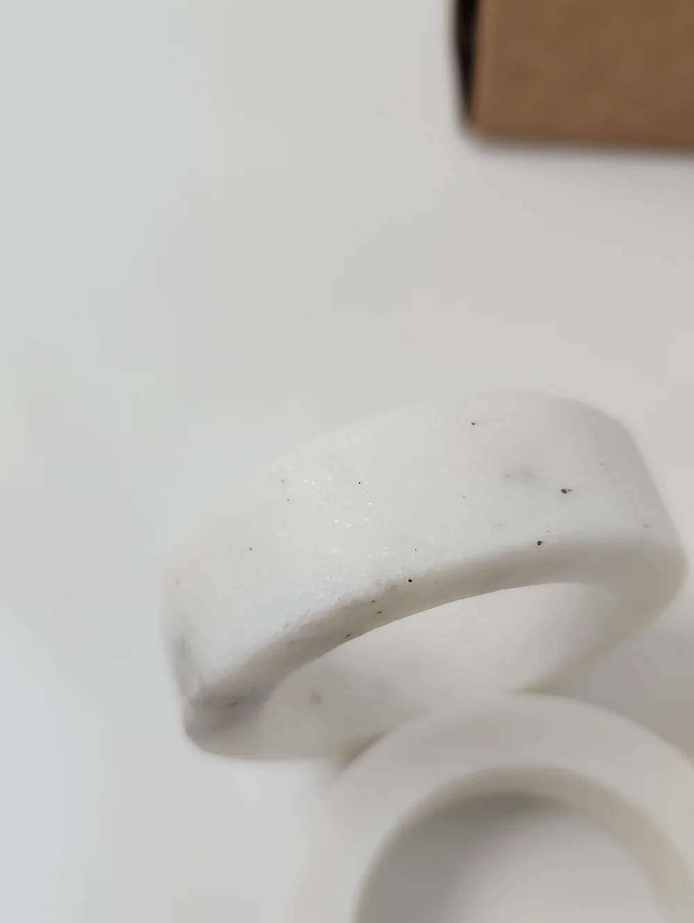 Pottery Barn Handcrafted Thin Marble Napkin Rings - Set of 4 Off White